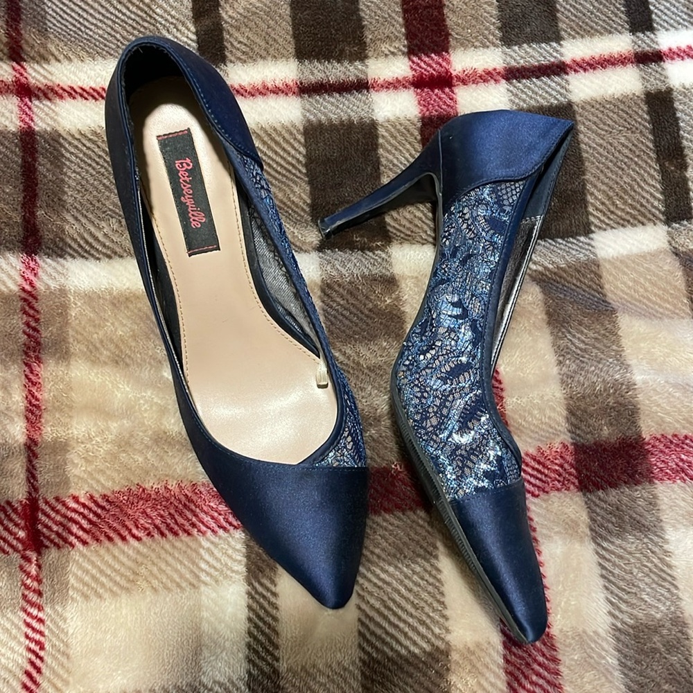 Blue Lace Heels